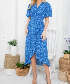 LA SOUL Printed Dresses Day Dreaming Dodger Blue Floral Dress