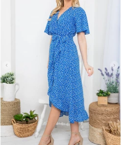 LA SOUL Printed Dresses Day Dreaming Dodger Blue Floral Dress