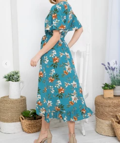 LA SOUL Printed Dresses Day Dreaming Sea Green Floral Dress