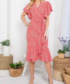 LA SOUL Day Dreaming Tomato Floral Dress