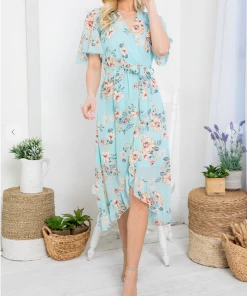 LA SOUL Day Dreaming Cyan Floral Dress