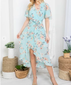 LA SOUL Day Dreaming Cyan Floral Dress