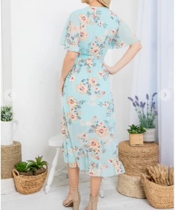 LA SOUL Day Dreaming Cyan Floral Dress