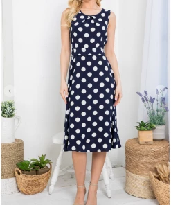 LA SOUL Marvelous Mary Midnight Blue Polka Dot Dres