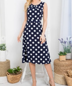 LA SOUL Marvelous Mary Midnight Blue Polka Dot Dres