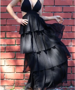 Dress Day V Neck Ruffle Dress