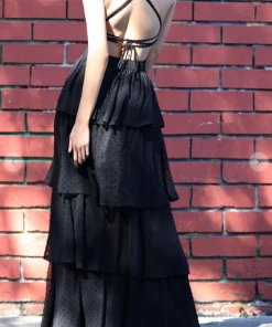 Dress Day Maxi Dresses & Jumpsuits V Neck Ruffle Dress