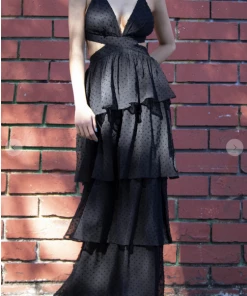 Dress Day V Neck Ruffle Dress