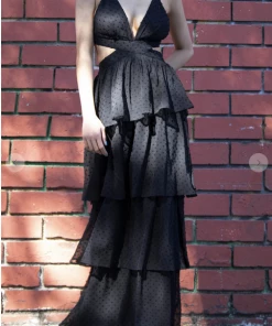 Dress Day V Neck Ruffle Dress