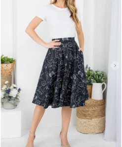 LA SOUL Black & White Pup Print Skirt Mini Skirts & Mid Length Skirt