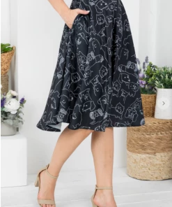 LA SOUL Black & White Pup Print Skirt Mini Skirts & Mid Length Skirt