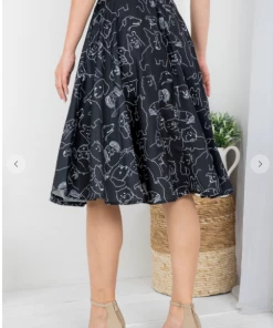 LA SOUL Black & White Pup Print Skirt Mini Skirts & Mid Length Skirt