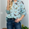 La Soul Bye Bye Birdie Button Down Top Long Sleeve Top
