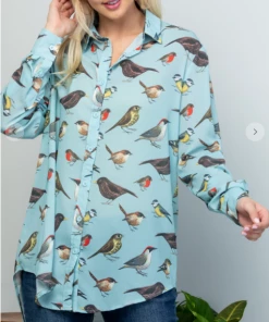 La Soul Bye Bye Birdie Button Down Top Long Sleeve Top