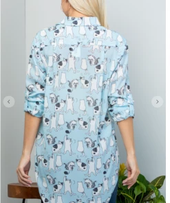 La Soul Cats At Play Button Down Top Long Sleeve Top