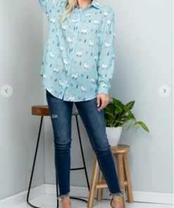 La Soul Long Sleeve Top Llama Button Down Top