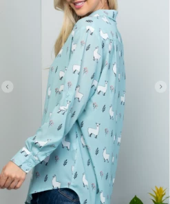 La Soul Long Sleeve Top Llama Button Down Top