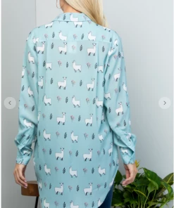 La Soul Long Sleeve Top Llama Button Down Top