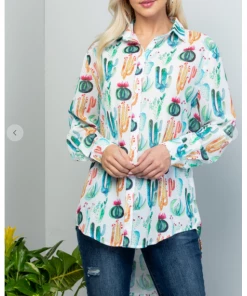 La Soul Cactus Craze Button Down Top