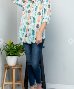 La Soul Cactus Craze Button Down Top