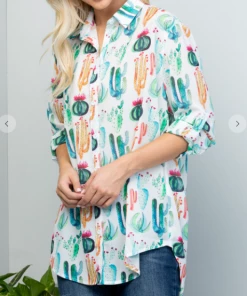 La Soul Cactus Craze Button Down Top