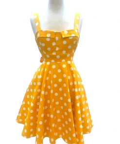 IXIA2 Mellow Yellow Big Polka Dot Dress Pin Up Dresses