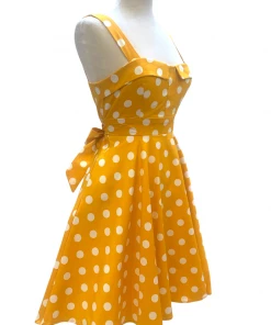 IXIA2 Mellow Yellow Big Polka Dot Dress Pin Up Dresses