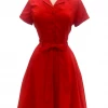 IXIA2 Pin Up Dresses It's A Wrap Missy Red Shirt Dress