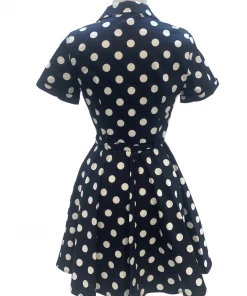 IXIA2 Pin Up Dresses A Wrap Navy Polka Dot Collar Dress 8 IXIA2 Pin Up Dresses A Wrap Navy Polka Dot Collar Dress