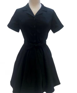 IXIA2 Pin Up Dresses It's A Wrap Black Shirt Dress