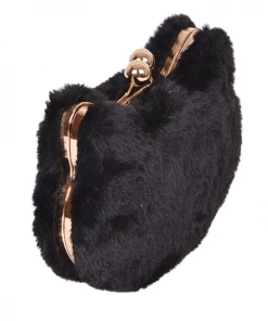 H&D Faux Fur Cat Clutch Purse