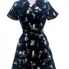 IXIA2 It's A Wrap Black Cat Shirt Dress Pin Up Dresses