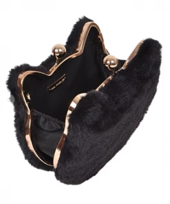 H&D Faux Fur Cat Clutch Purse