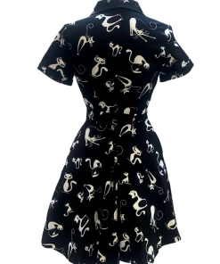 IXIA2 It's A Wrap Black Cat Shirt Dress Pin Up Dresses