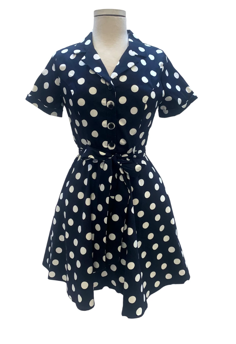 IXIA2 Pin Up Dresses A Wrap Navy Polka Dot Collar Dress 3 IXIA2 Pin Up Dresses A Wrap Navy Polka Dot Collar Dress