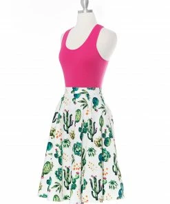 Varga Be Sharp Like A Cactus White Vintage Skirt Mini Skirts & Mid Length Skirt