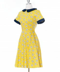 Varga Pin Up Dresses Hoot Hoot Yellow Dress