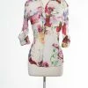 Magazine Long Sleeve Top Love Floral Ivory Button Down Top
