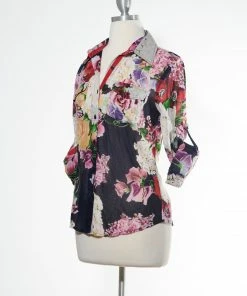 Magazine Love Floral Navy Button Down Top