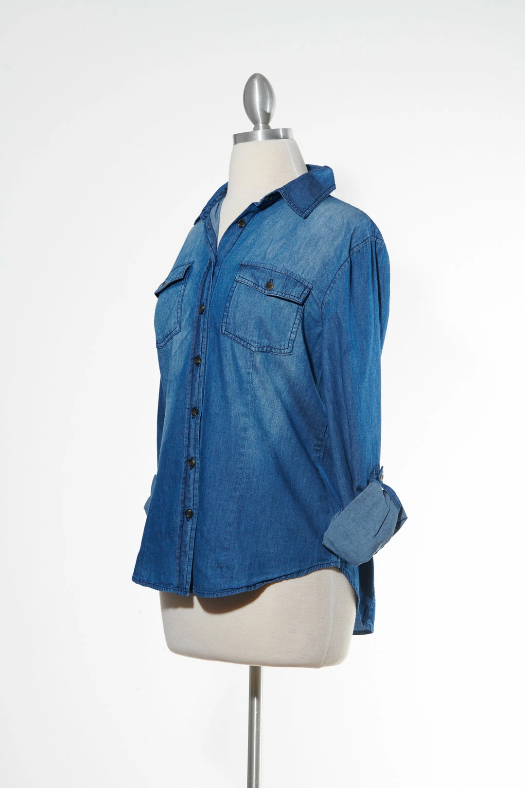 Varga Dark Denim Wash Button Down Top Long Sleeve Top 4 Varga Dark Denim Wash Button Down Top Long Sleeve Top