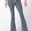BEAR DANCE Bell Bottom Paisley Pant Light Steel Blue Pants & Jeans