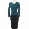 MAK-1 Cherry Embroidered Teal Cardigan Sweaters & Cardigans