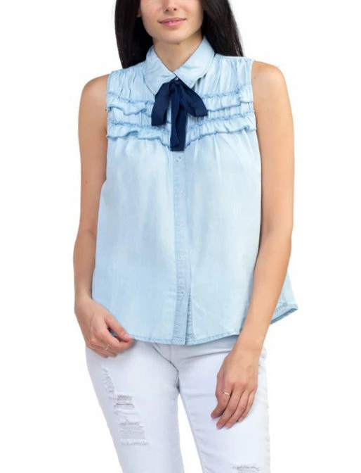Iris Ruffle Tie Top Light Blue Short Sleeve Top 5 Iris Ruffle Tie Top Light Blue Short Sleeve Top