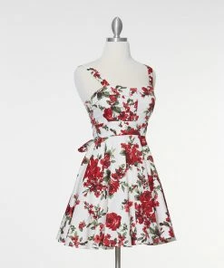 Varga Endless Floral Marilyn Dress - Red Pin Up Dresses
