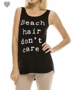 Alphabetapparel Beach Hair Don’t Care Black Graphic Tank & Tee Shirts