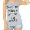 Alphabetapparel Graphic Tank & Tee Shirts Feed Me Tacos Light Gray