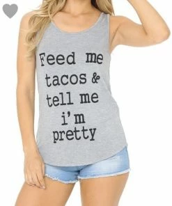 Alphabetapparel Graphic Tank & Tee Shirts Feed Me Tacos Light Gray