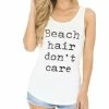 Alphabetapparel Beach Hair Don’t Care White Graphic Tank & Tee Shirts