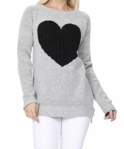 MAK-1 You Have My Heart Light Gray Sweaters & Cardigans