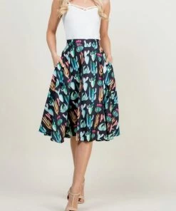 LA SOUL Mini Skirts & Mid Length Skirt Desert Rose Cactus Skirt